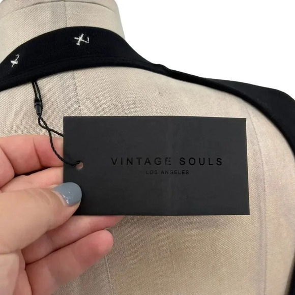 Vintage Souls Juicy Backless Rib Crop Top Black Las Vegas Rhinestone Size Medium - Picture 9 of 12